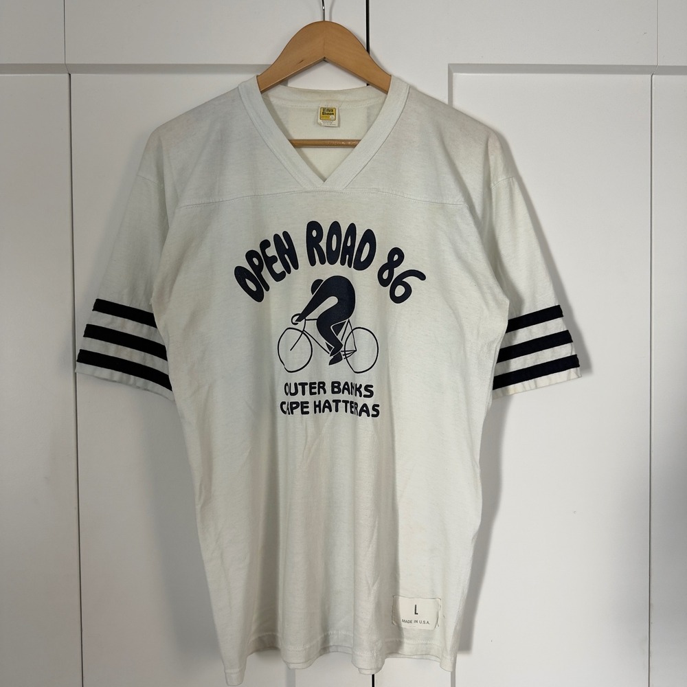 Vintage 80s MADE IN USA Mens Large Velva Sheen T-Shirt White Single Stitch Tee